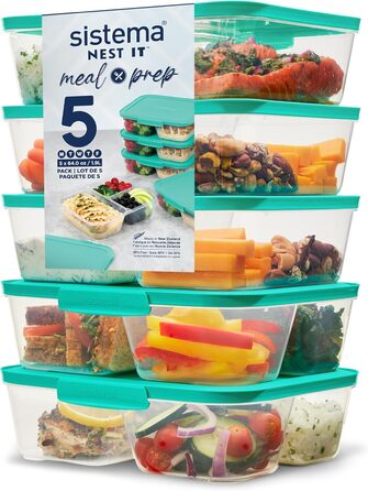 Набір контейнерів для їжі Nest IT Meal Prep | 5 шт, 1.9 л, 3 відділення, зелені