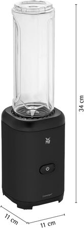 Блендер WMF Kult X Mix & Go Mini - портативний шейкер, 300 Вт, Tritan, 600 мл, срібно-чорний