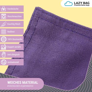 LAZY BAG Великий крісло-мішок Classic XXL 140x180 см | Крісло-мішок 2-в-1 для відпочинку та лежання | Зручні моменти в приміщенні та на вулиці завдяки 4 млн EPS-кульок для ідеальної ергономіки | Прачний чохол (бавовна, фіолетовий)