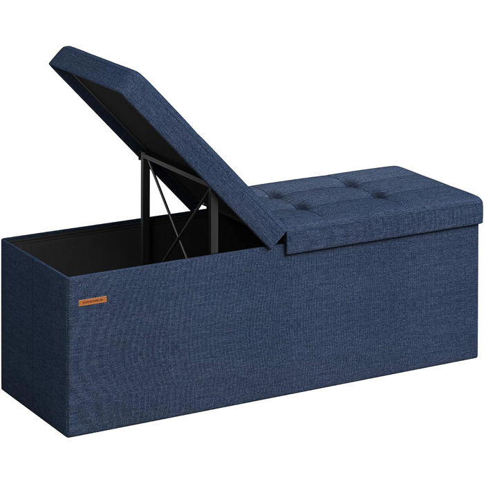 Скриня-лавка SONGMICS з місцем для зберігання, складана, 110×38×38 см, кришка на петлях, до 300 кг, для передпокою, вітальні, спальні, попелясто-сіра LSF71G