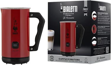 Електричний спінювач молока Bialetti, 150 мл для капучино або 300 мл гарячого молока, червоний