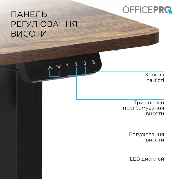 Комп’ютерний стіл з електрорегулюванням висоти OfficePro ODE1470DW