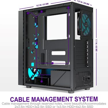 Ігровий корпус для ПК FOIFKIN K11 ATX Mid-Tower, чорний, з 4 встановленими ARGB вентиляторами PWM