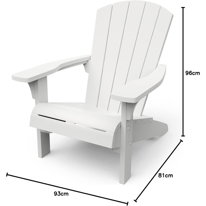Пластикове крісло Keter Allibert Troy Adirondack, антрацит, для саду, тераси та балкона, 93x81x96.5 см, стійке до погодних умов