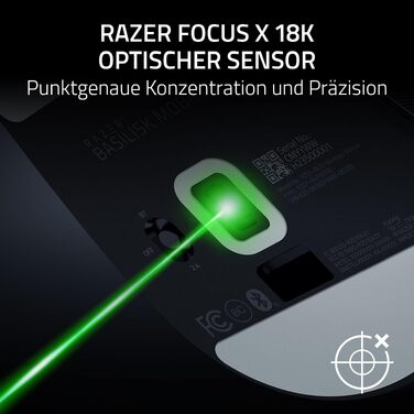 Бездротова ігрова миша Razer Basilisk Mobile AI Prompt Master, сенсор Focus X 18K, три режими підключення, перемикачі Gen-3, чорна