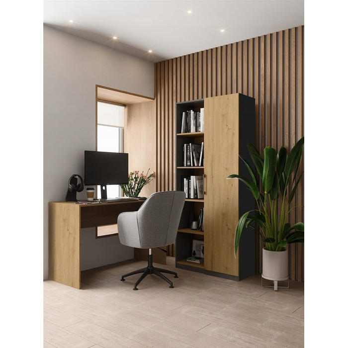 Стелаж TopEshop 80 x 182 x 30 см, антрацит, дуб артизан