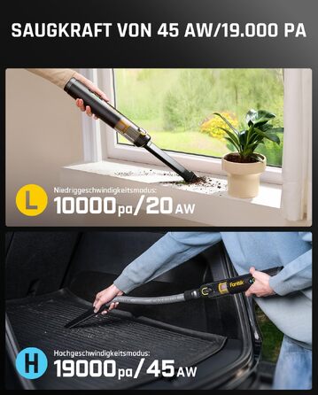 Автомобільний пилосос Fanttik Slim V10 APEX 4-в-1, портативний, 19 кПа, з дисплеєм, 2 режими, чорний