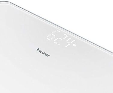 Beurer GS 225 біла цифрова скляна вага для людей з Magic-Display і точково-матричним дисплеєм
