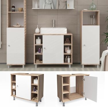 Тумба під умивальник Vicco Fynn, 60x54 см, дуб сонома/білий