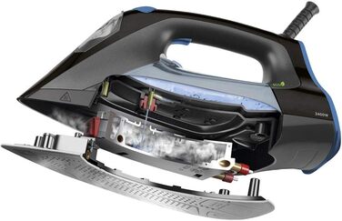 Праска парова BLACK+DECKER BXIR2401E, 2400 Вт, пластик, чорна/синя, резервуар 230 мл