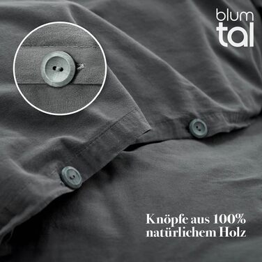 Літня постільна білизна Blumtal з ефектом льону (бавовна), 2 предмети: підковдра 155x220 см та наволочка 40x80 см, Stone Washed, антрацит, Oeko-TEX