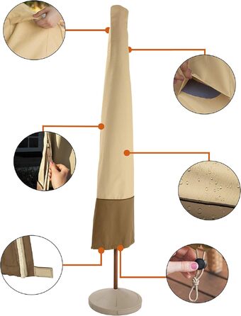 Захисний чохол для садової парасольки Classic Accessories Veranda, колір Pebble/Bark/Earth, 335 см