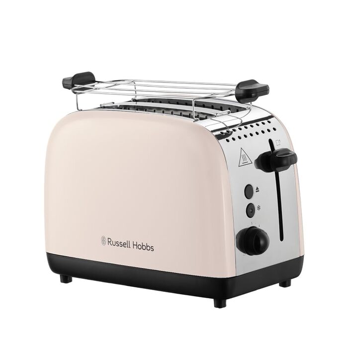 Тостер Russell Hobbs Colours Plus Edelstahl на 2 тости, нержавіюча сталь, 6 режимів, розморожування, підйом тостів, 1600 Вт, колір жасмин