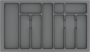 Sossai® лоток для столових приборів Divio для шухляд 80 см, антрацит, 73x43 см, 10 відділень, можна обрізати