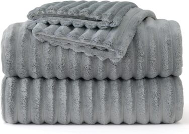 Комплект фланелевої постільної білизни BEDSURE, 3-4 предмети, сірий колір, розмір 200x200 см / 135x200 см