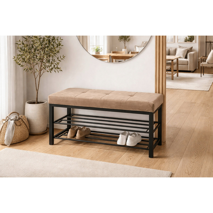 Оббита лавка Kontrasto 79 x 50 x 32 см, коричнева
