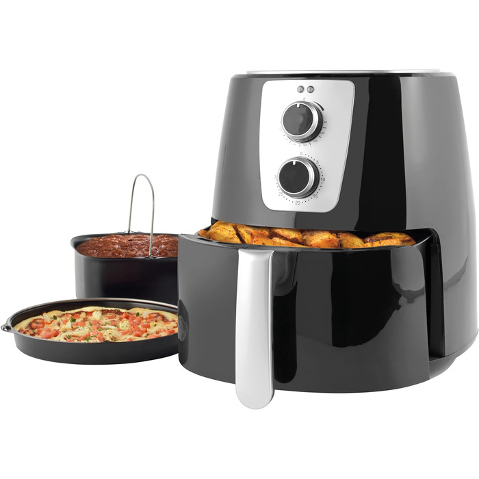 Фритюрниця Petra PT5175VDEEU10 5,2 л, електрична, без олії, антипригарний XL кошик, циркуляція гарячого повітря, таймер 30 хв, регулятор температури, 1300 Вт, з формою для піци та випічки