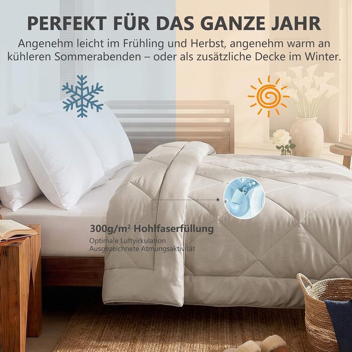 Всесезонна ковдра CozyLux з натурального льону, 240x260 см