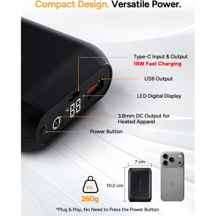 Зігріваючий жилет для чоловіків DR.PREPARE з PowerBank 16000mAh, розмір L