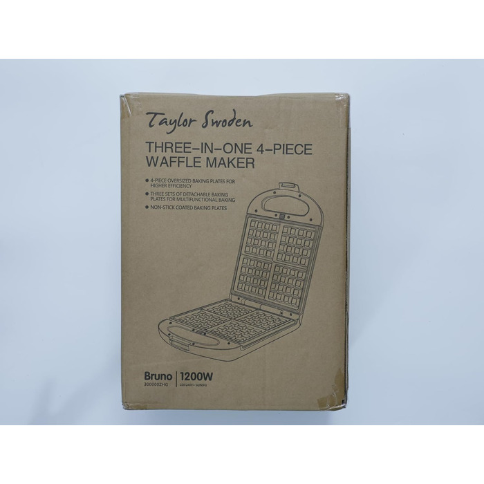 Сендвічниця 3-в-1 Taylor Swoden Bruno, вафельниця, гриль, 1200 Вт, на 4 сендвічі, антипригарне покриття, знімні пластини, обертання на 180°, BPA-free