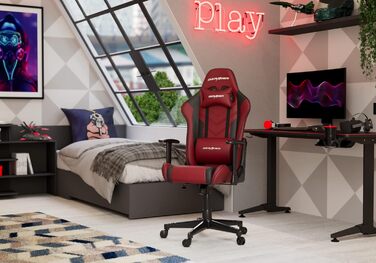 Ігрове крісло DXRacer PRINCE L червоно-чорне, оригінал, PVC шкіра
