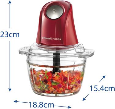 Кухонний комбайн Russell Hobbs 27131-56 Matte Charcoal 350W: подрібнювач для овочів, фруктів, м'яса, цибулі, 1л, нержавіюча сталь, 2 швидкості, миття в посудомийній машині