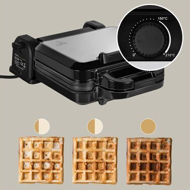 Вафельниця ZEEGMA GOFREE CHEF PRO для бельгійських вафель, 1200 Вт, вертикальна, з антипригарним покриттям та регулюванням температури, сріблясто-чорна