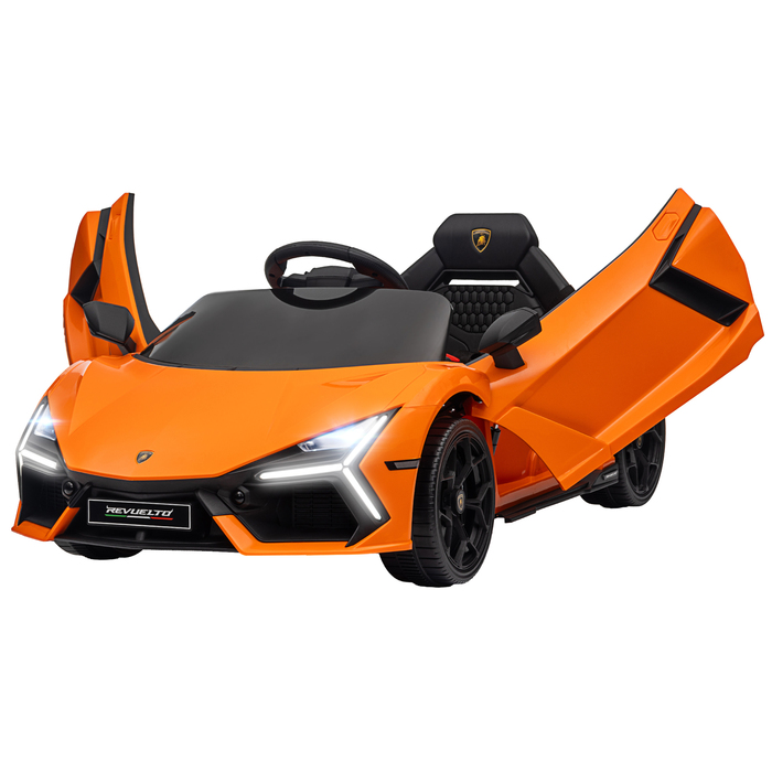 Дитячий електромобіль AIYAPLAY 12V дитячий автомобіль з пультом дистанційного керування 2.4G, музика, електромобіль з підсвічуванням, порт USB/MP3, функція реверсу, до 5 км/год, для дітей 3-5 років, помаранчевий