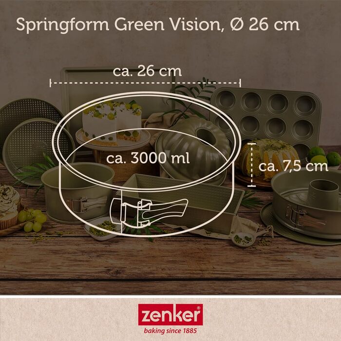 Форма для випікання Zenker Green Vision 26 см з високим бортиком, екологічна, з веганським антипригарним покриттям
