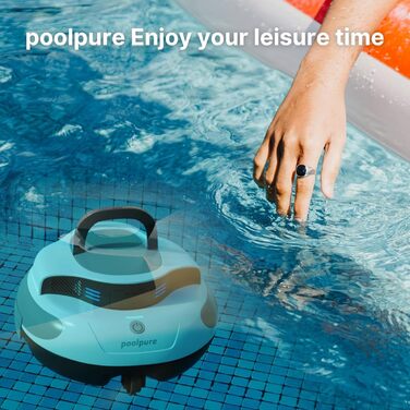 Робот-пилосос для басейну POOLPURE 5000mAh з автоматичною парковкою, LED дисплеєм, IPX8, бездротовий, білий
