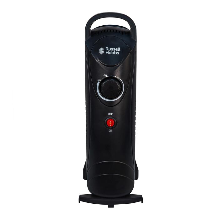 Масляний електрообігрівач Russell Hobbs RHOFR3001, 650 Вт, портативний, 5 секцій, з термостатом та захистом від перегріву, чорний, для приміщень до 10 м²
