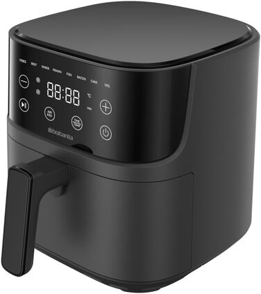 Аерофритюрниця Brabantia Airfryer XL 4 л, 1700 Вт, цифровий сенсорний дисплей, 8 програм, без PFAS, чорна, BBEK1134