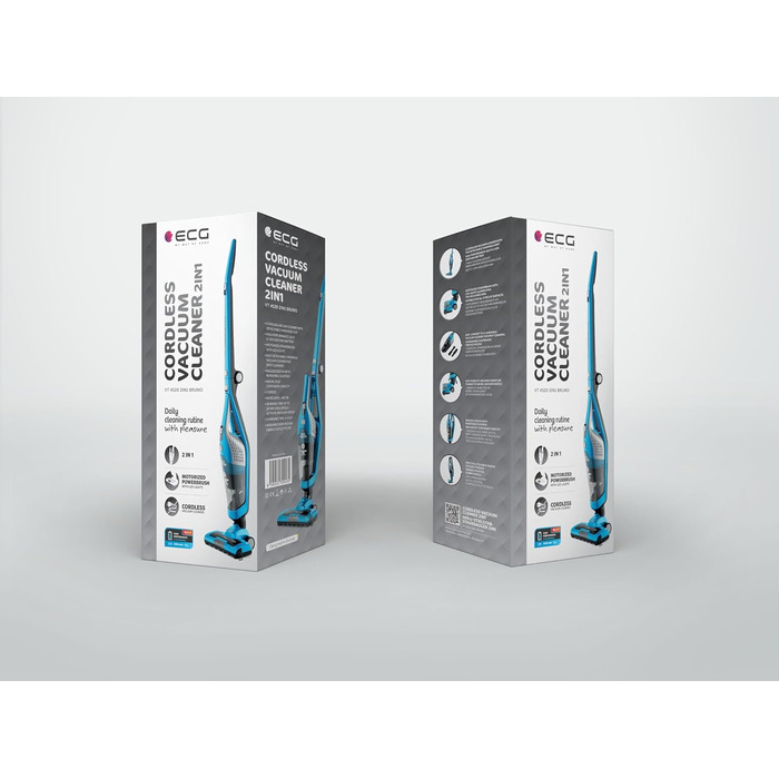 Акумуляторний вертикальний пилосос ECG VT 4520 2в1, синій