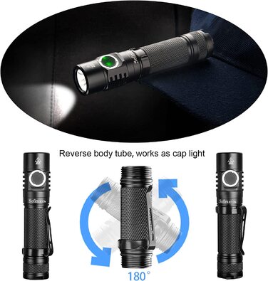 Ліхтарик Sofirn SC31 Pro світлодіодний, надяскравий 2000 люмен, USB-C заряджання, водонепроникний, з акумулятором, 6 режимів Anduril UI, пам’ять, для туризму та спорту