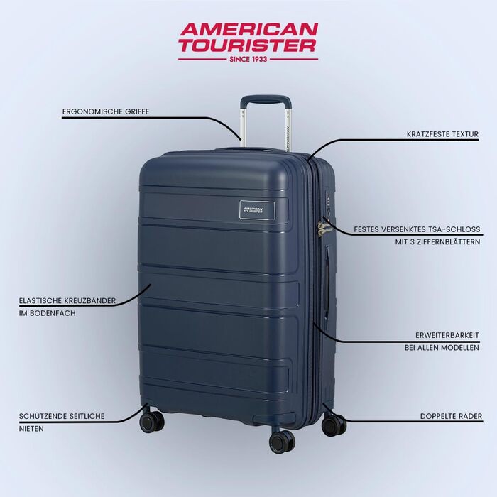 Набір валіз American Tourister Skymax 3 шт. синій (Midnight Blue) - міцні та стильні