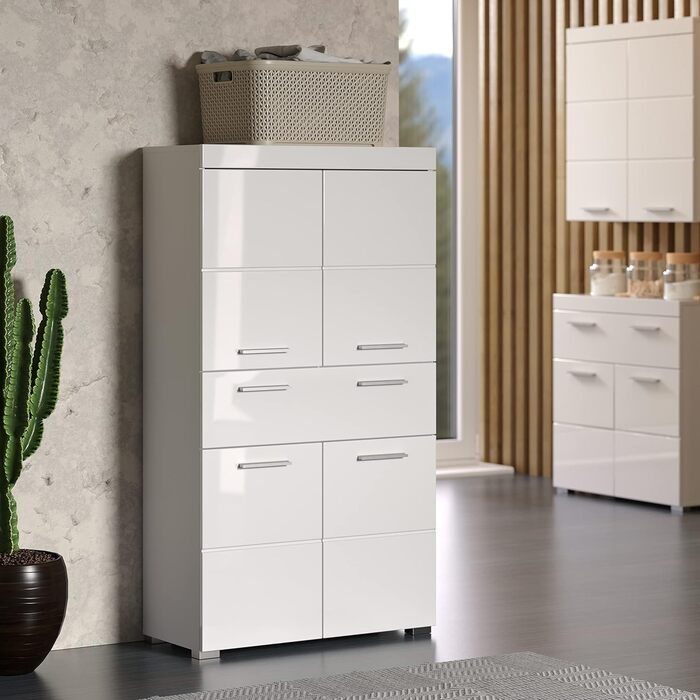 Пенал для ванної trendteam Amanda, білий глянець, 73x130x31 см