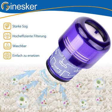Фільтр для Dyson V11, 2 шт, змінний миючий фільтр для пилососа Dyson V11 SV14 Animal, Drehmomentantrieb, Komplett, заміна DY-970013-02 V11-2P
