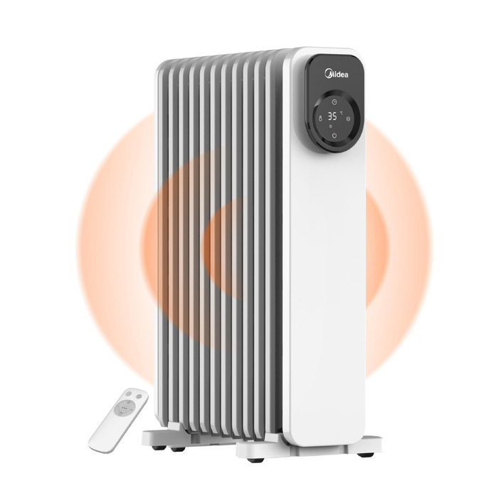 Масляний радіатор Midea NY2311-24UR, 2300 Вт, 11 секцій, з пультом ДК та LED-дисплеєм, чорний