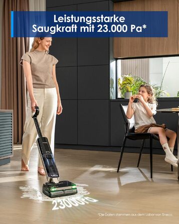 Tineco Floor One S9 Master: Потужний акумуляторний пилосос 2-в-1 для вологого та сухого прибирання, 22000 Па, анти-заплутування, гаряче сушіння 85°C, до 50 хв роботи, для твердих підлог та шерсті тварин