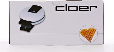 Вафельниця Cloer 171, 930 Вт, 16 см, антипригарна, металева, біла, для серцевидних вафель, без сигналу