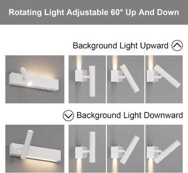 Світильник Klighten LED настінний, 2 шт, 3W+3W, 3000K, чорний алюміній, 2 плафони, 330° обертання, 60° регулювання, для спальні, тепле біле світло, з двома вимикачами
