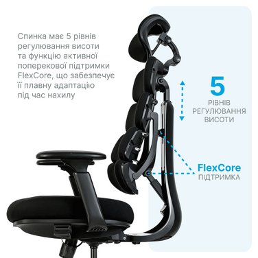 Крісло комп’ютерне офісне ергономічне OfficePro FlexCore OC120B
