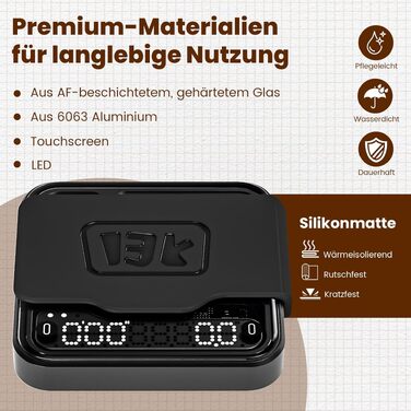 Ваги для кави BOOKOO з таймером, 0.1г, Bluetooth, USB - Еспресо та Pour-Over