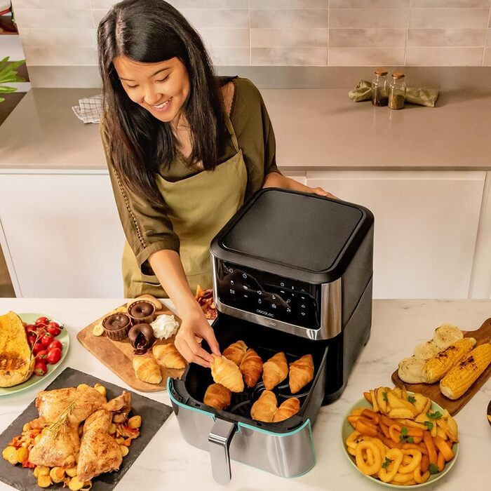 Фритюрниця з гарячим повітрям Cecotec Cecofry Supreme 8000, 8 л, 1800 Вт, без масла, сенсорне управління, 10 програм, попередній нагрів, сигнал, нержавіюча сталь