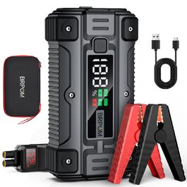Powerbank для запуску авто BRPOM 6000A 12V: запуск бензинових та дизельних двигунів, LED-ліхтарик, екран, бустер для авто, мото, газонокосарки