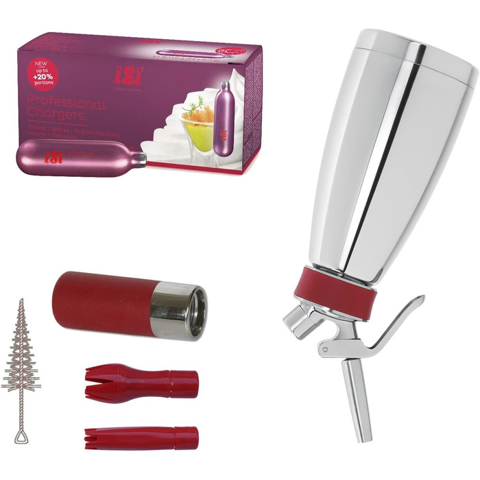 Сифон для вершків iSi Thermo Whip Plus 0,5 л з 20 капсулами, термоізольований, професійний сифоновий балон для збивання вершків