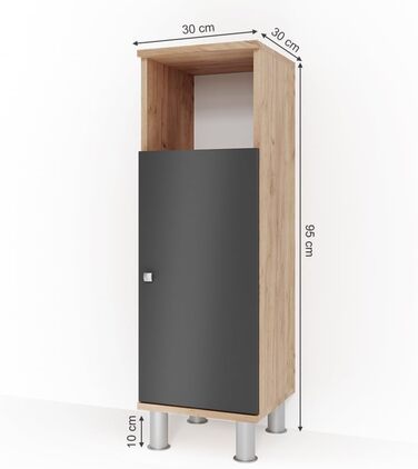 Пенал Vicco Fynn, антрацит/дуб золотий, 30x95 см, шафа для ванної кімнати