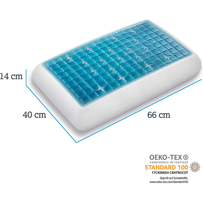 Ортопедична подушка для шиї Technogel Deluxe, гелеве анатомічне подушкове для спини та бокового сну, без шкідливих речовин, сертифікована, з наволочкою, 66x40x14 см