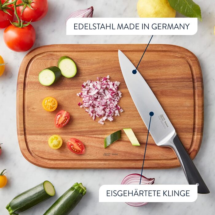 Набір кухонних ножів з підставкою Jamie Oliver by Tefal (5 предметів), сталь, акація, коричневий, K267S556