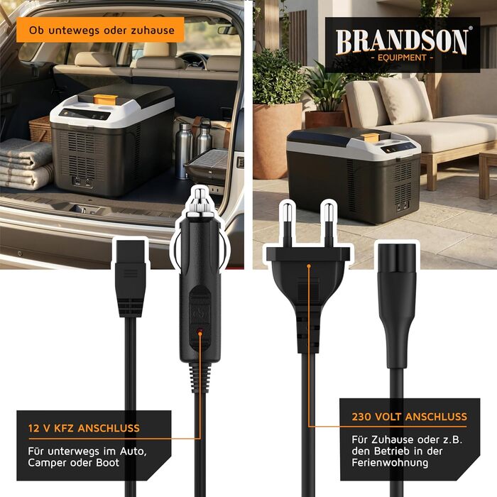 Електричний автохолодильник Brandson 10L (Cool Grey) – термобокс з функціями охолодження та підігріву (до 65°C), 230V/12V